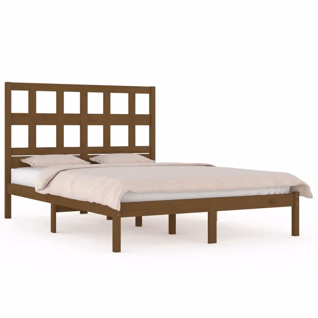 Berkfield Home Solid Wood Pine Bed Frame in Honey Brown, 200 x 200 cm – 2