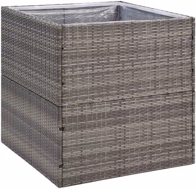 Berkfield Home Grey Poly Rattan Garden Planter Tub W/D/H: 80 x 80 x 80 cm – 1