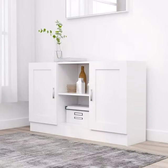 Berkfield Home Modern White MDF Sideboard, W/D/H: 120 x 30.5 x 70 cm
