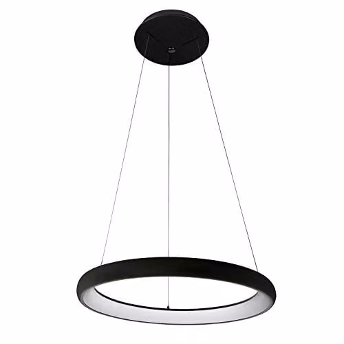 Italux Alessia Modern LED Suspended Ring Pendant Light, Black, Warm White 3000K, 2200lm