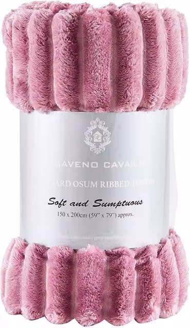 Gaveno Cavailia Osum Ribbed Pink Throw, W: 200 cm, D: 240 cm