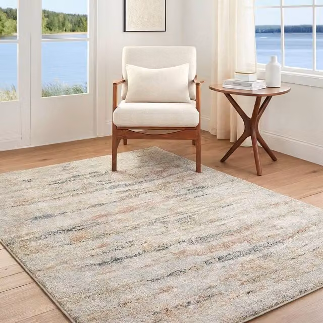 Livabliss Avellino Modern Abstract Marble High Pile Living Room Rug in Beige, Grey and Blue, W: 200 cm, D: 280 cm – 1