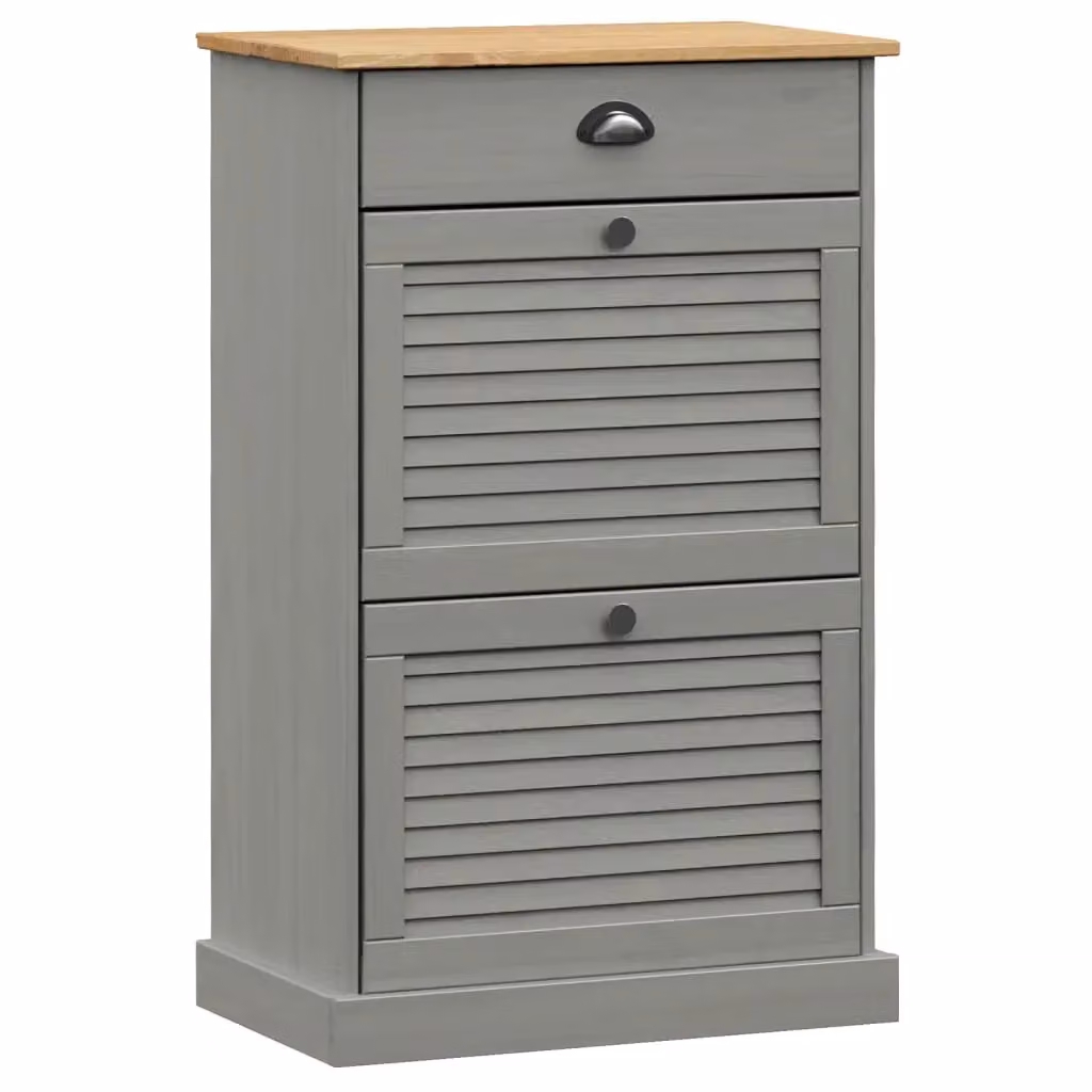 Berkfield Home VIGO Shoe Cabinet in Grey Solid Wood Pine, W/D/H: 60 x 35 x 96 cm – 2
