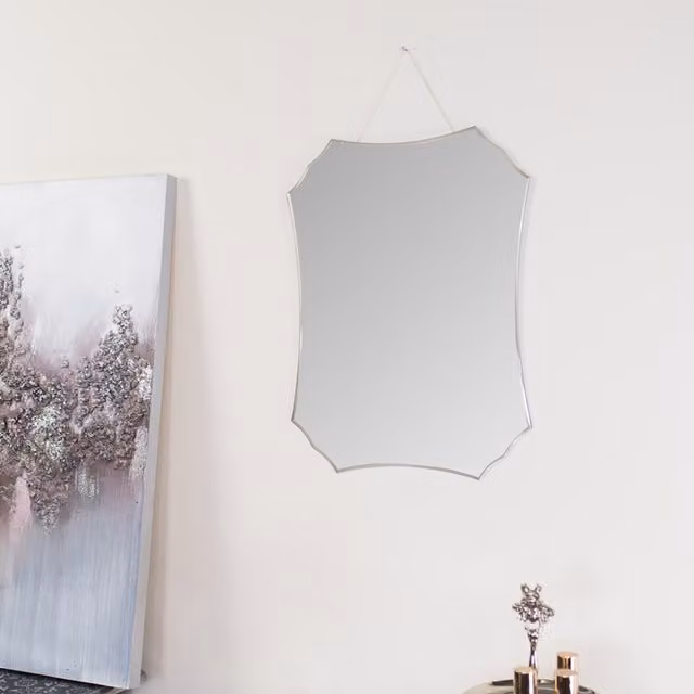 Melody Maison Art Deco Frameless Bevelled Wall Mirror in Clear Glass