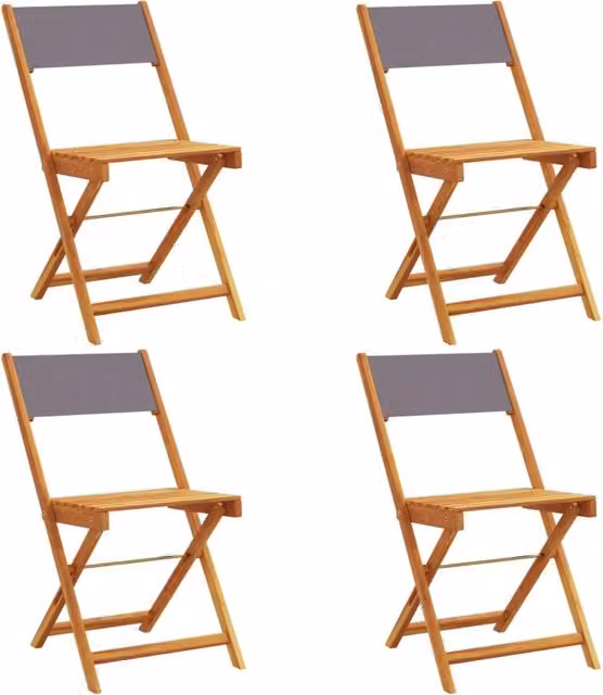 Berkfield Home Set of 4 Folding Garden Chairs in Anthracite Fabric and Acacia Wood – 1