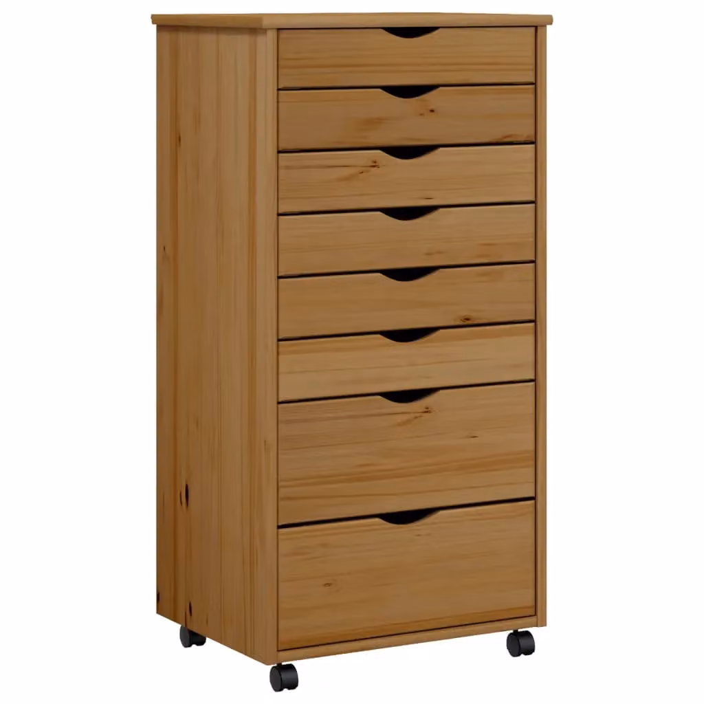 Berkfield Home Moss Rolling Cabinet with Drawers in Honey Brown Solid Pine Wood – 2