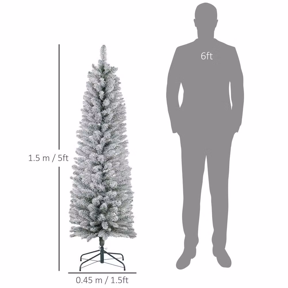 STILVORA 5ft Slim Green Christmas Tree with Metal Base, Height: 152.4 cm – 4