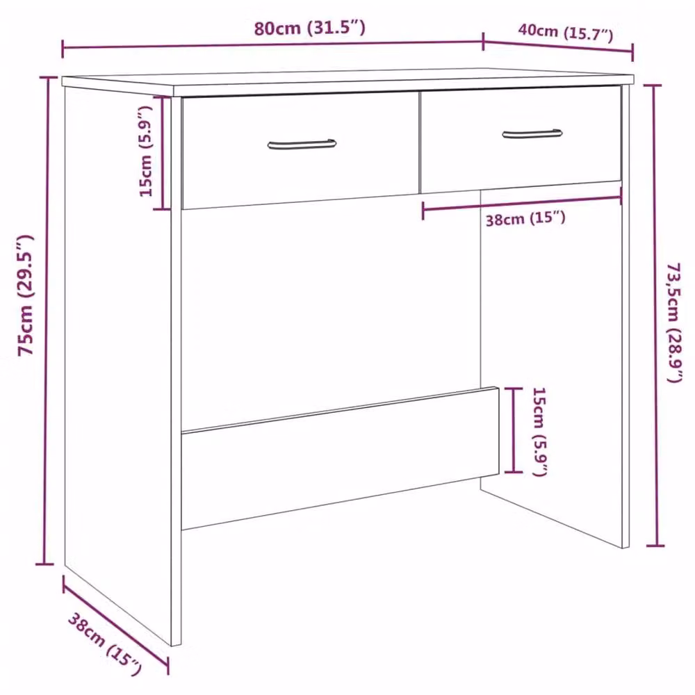 Berkfield Modern Writing Desk in Smoked Oak Brown, W/D/H: 80 x 40 x 75 cm – 5