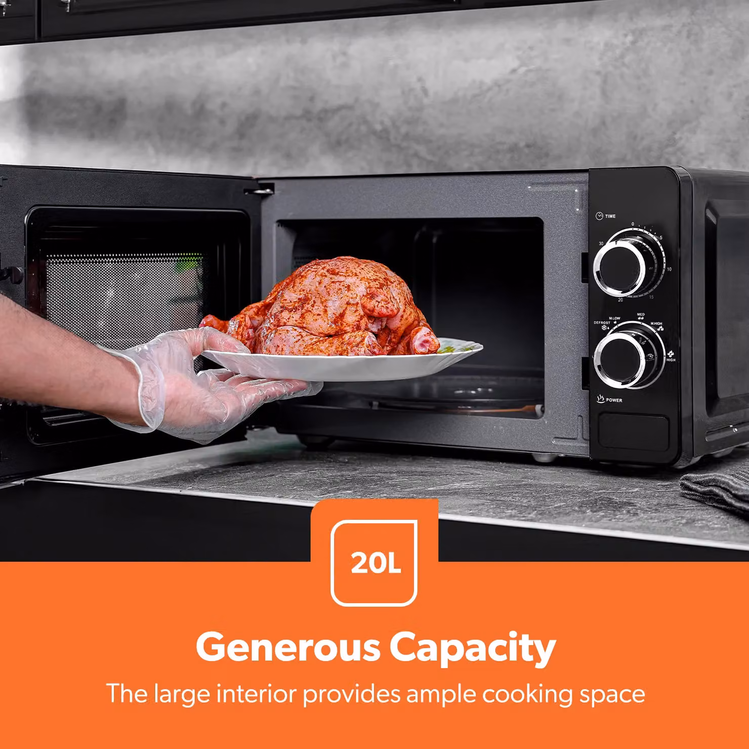 Geepas Kitchen Combo Set in Black featuring 1.7L Illuminating Electric Kettle, 2 Slice Bread Toaster and Microwave – 2