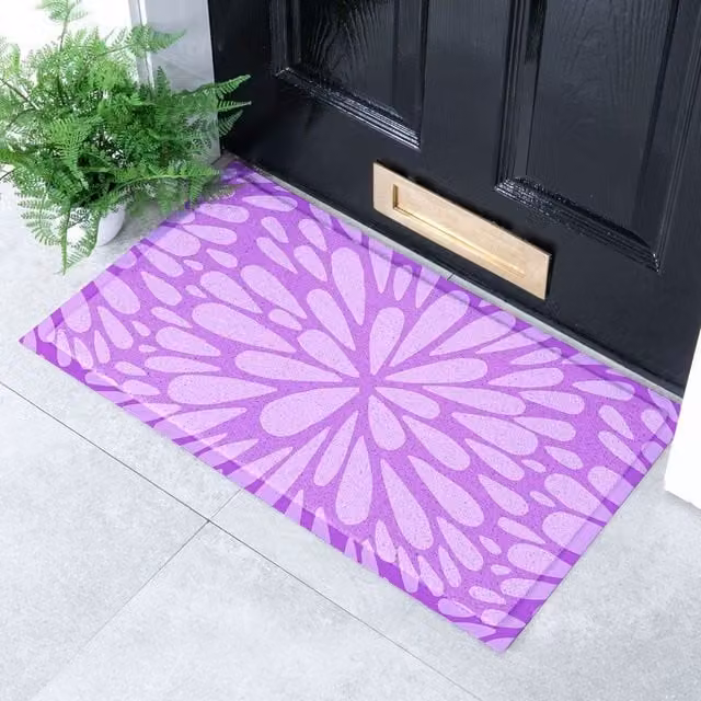 Artsy Mats Lilac Petal Pattern Indoor and Outdoor Doormat, Purple, W: 70 cm, D: 40 cm