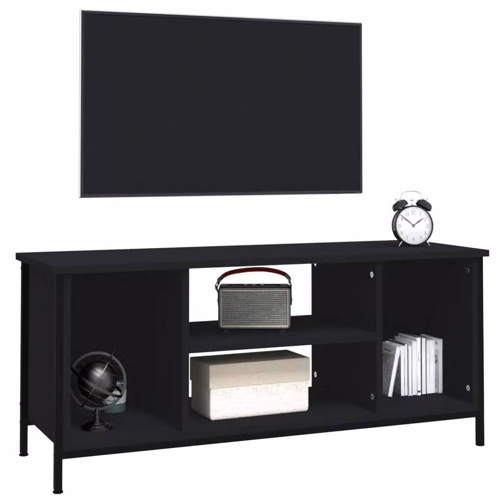 Berkfield Home Modern Black TV Cabinet in Matt MDF, W/D/H: 102 x 35 x 45 cm – 3