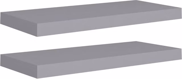 Berkfield Home Set of 2 Grey Floating Wall Shelves, W: 60 cm, D: 23.5 cm, H: 3.8 cm