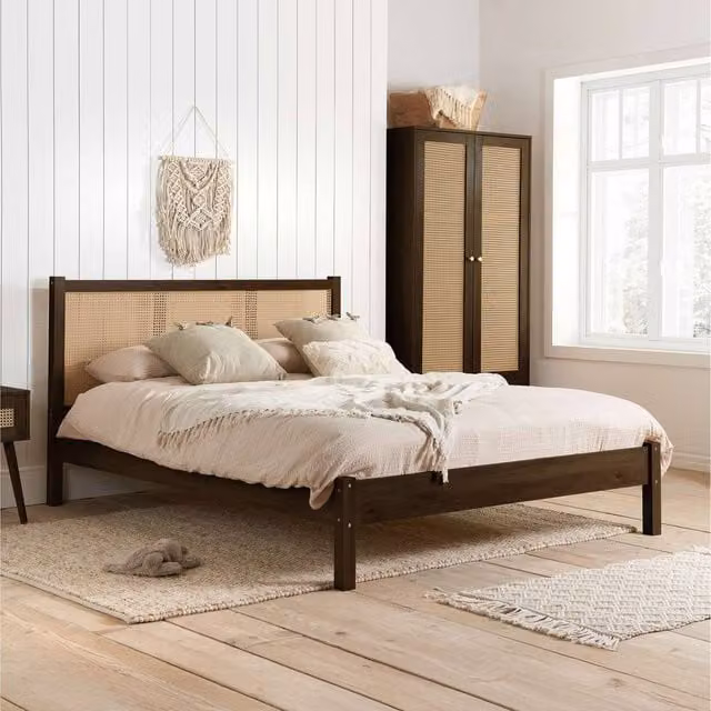 Birlea Croxley Rattan Bed Frame in Walnut Brown, King Size 150cm