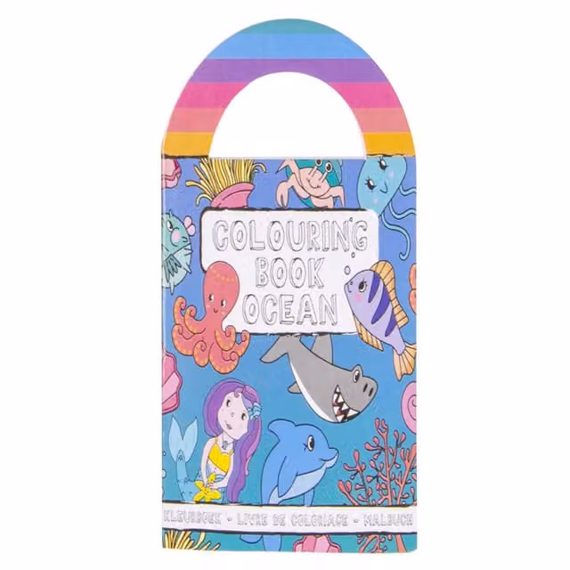 LG-Imports Pack of 12 Sea Animals Colouring Mini Books with Stickers in White and Multicolour