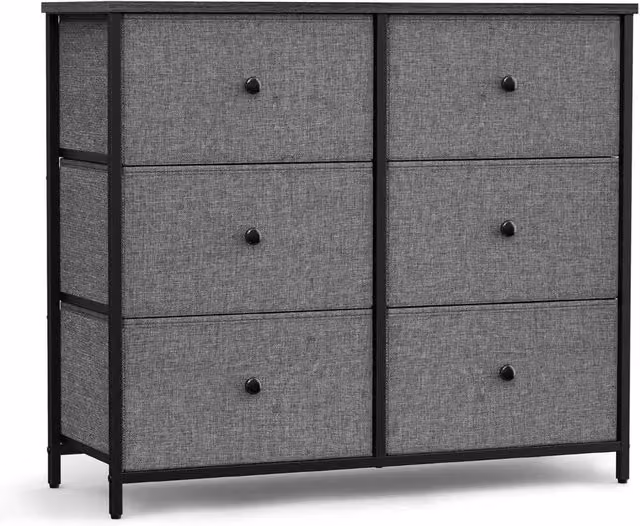 KORVIXA Grey Chest of Drawers with Metal Frame