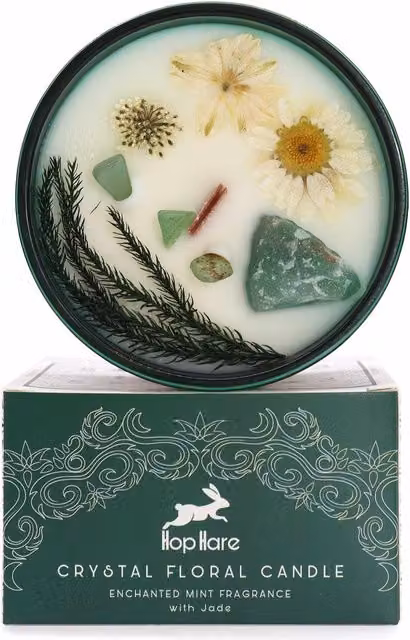 Ancient Wisdom Hop Hare Crystal Magic Flower Candle The Magician Green – 7