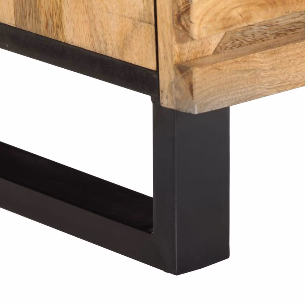 Berkfield Home Beautiful Set of 2 Bedside Cabinets in Brown Solid Rough Mango Wood, W/D/H: 40 x 34 x 46 cm – 6