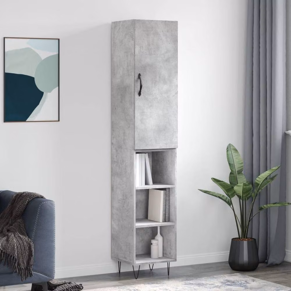 Berkfield Home Highboard in Concrete Grey, W/D/H: 34.5 x 34 x 180 cm – 2