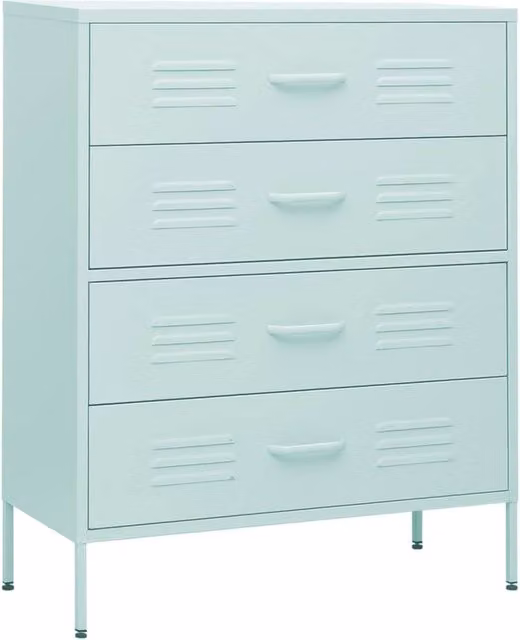 Berkfield Home Mint Green Steel Chest of Drawers, W: 80 cm, D: 35 cm, H: 101.5 cm – 1