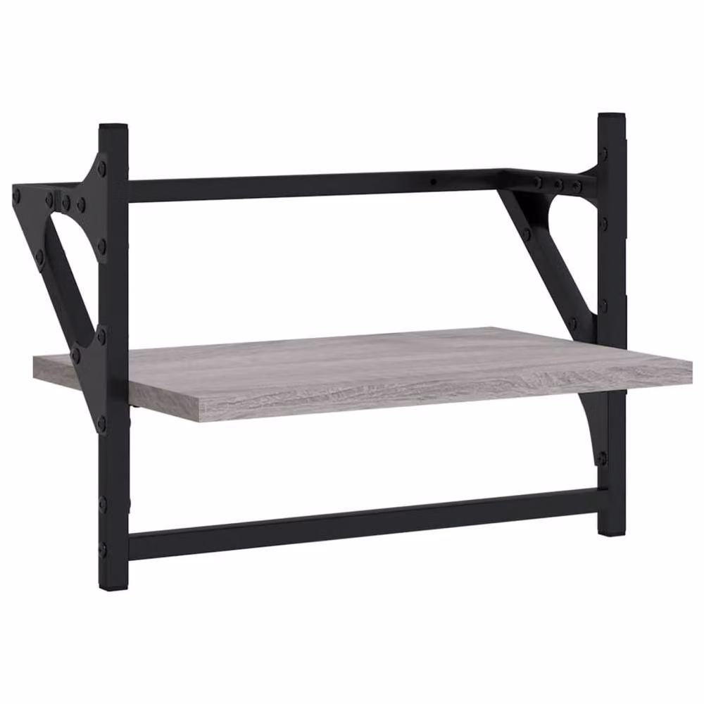 Berkfield Home Wall Shelves with Hanging Rods, 2 Pieces, Grey Sonoma, W/D/H: 40 x 25 x 30 cm – 4