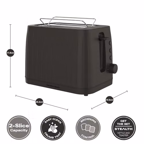 Hamilton Beach Stealth 2 Slice Toaster with Keep Warm Function, Black – 4