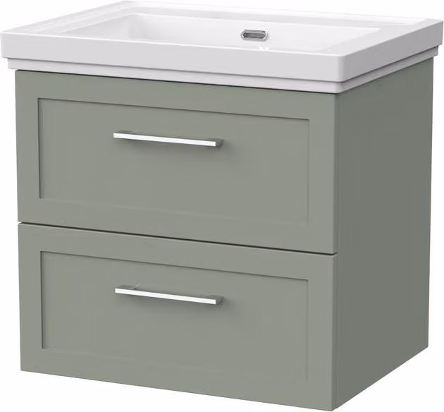 Balterley Stonnall 2 Drawer Vanity Unit and 0TH Fireclay Basin, Reed Green, W: 60 cm