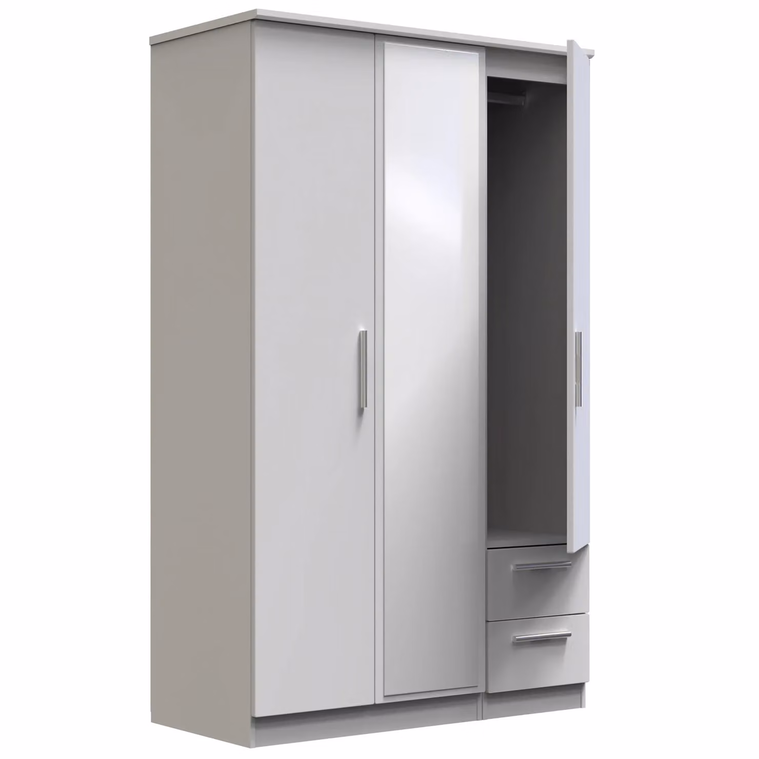 Ready Assembled 2 U Windsor Triple Mirror and Drawer Wardrobe in Mid Grey – 2