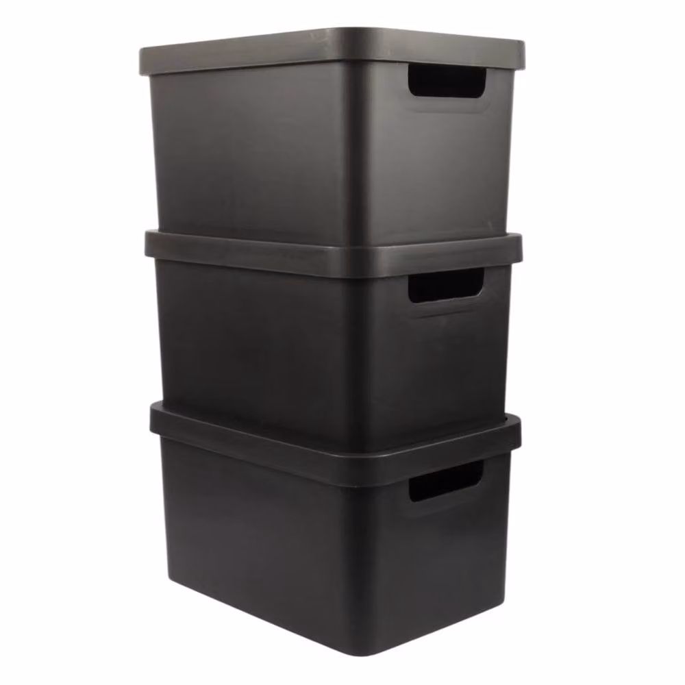 PAWNORA 31L Plastic Storage Box with Lid, Black – 1