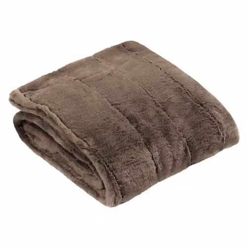 Paoletti Empress Faux Fur Throw in Taupe, W: 130 cm, L: 180 cm