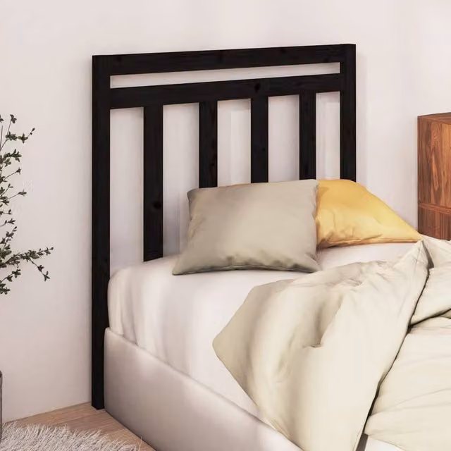 Berkfield Home Beautiful Bed Headboard in Black Solid Pine Wood, W/D/H: 96 x 4 x 100 cm