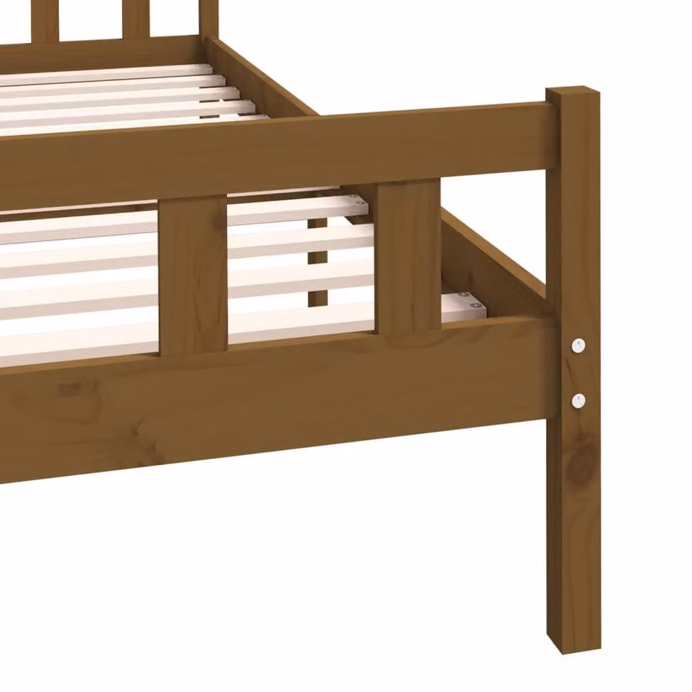 Berkfield Home Small Double Solid Wood Pine Bed Frame in Brown, W/D/H: 120 x 200 cm – 4