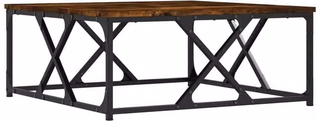 Berkfield Home Smoked Oak Coffee Table in Brown, W/D/H: 70 x 70 x 30 cm