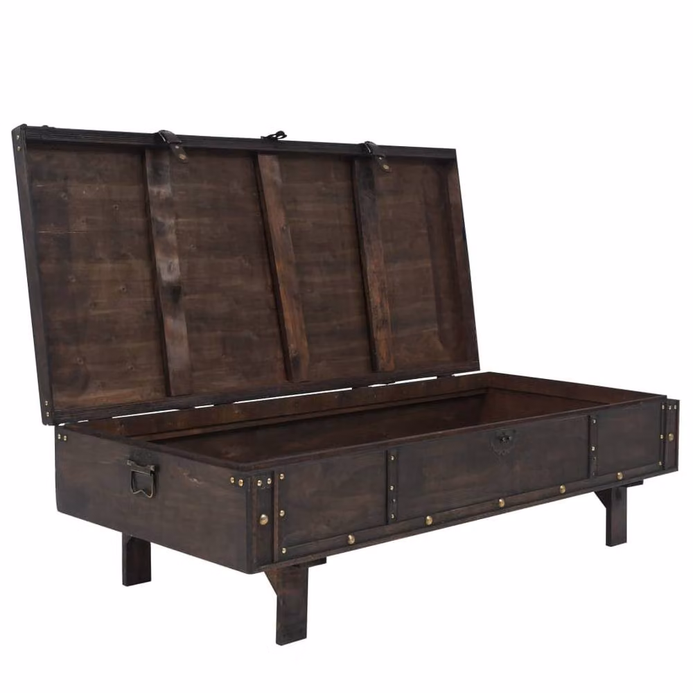 Berkfield Home Vintage Style Solid Wood Coffee Table in Brown, W/D/H: 120 x 55 x 35 cm – 3