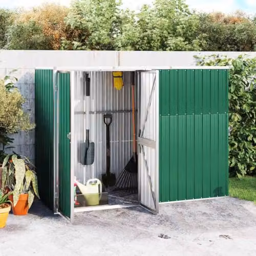 vidaXL Large Galvanised Steel Garden Tool Shed in Green, W/D/H: 225 x 161 x 89 cm – 2