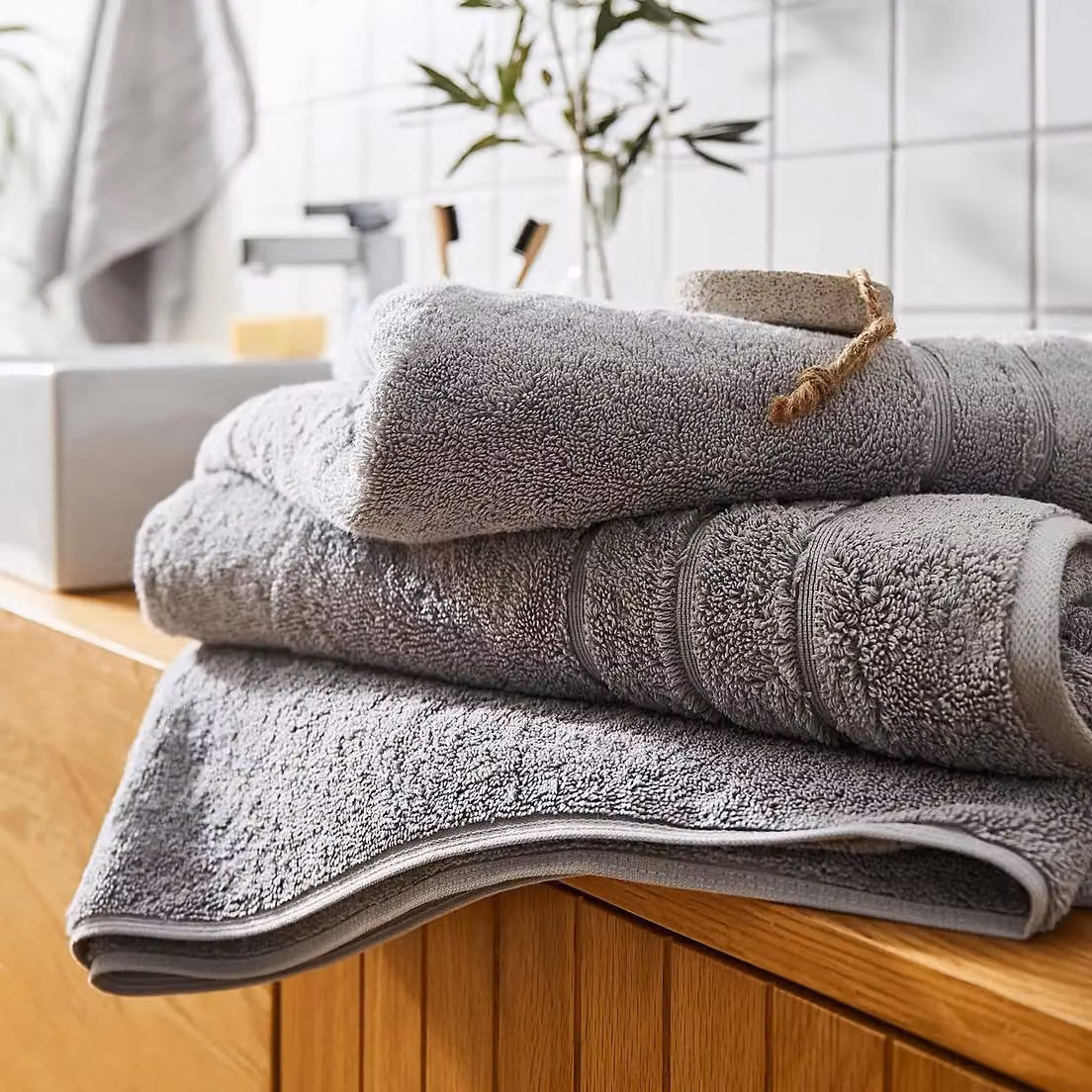 Allure Bath Fashions Luxury Cotton Terry Hand Towel in Grey, W/D/H: 50 x 50 x 1 cm, 700GSM – 2