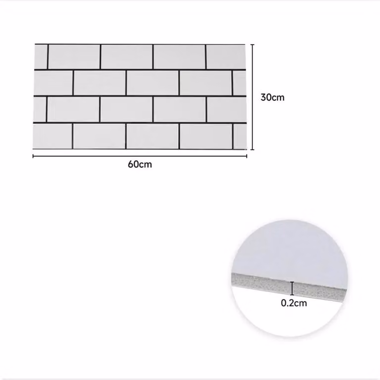 PAWNORA White Marble Look Glossy Wall Sticker Metro Tile, 20 Pack