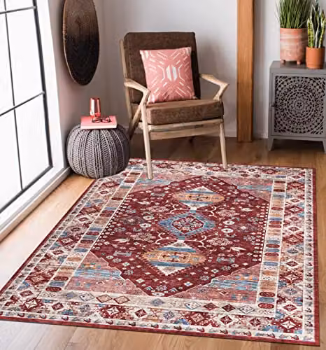 THE RUGS Atlas Collection Vintage Oriental Red Washable Non-Slip Polyamide Rug, W/D/H: 160 x 120 cm – 2