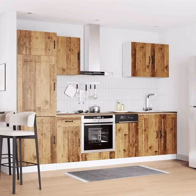 Berkfield Home Kalmar 7 Piece Rustic Kitchen Cabinet Set in Brown Engineered Wood – 1