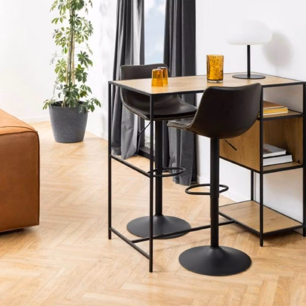 netfurniture Hampton Black Synthetic Leather Swivel Bar Stool – 3