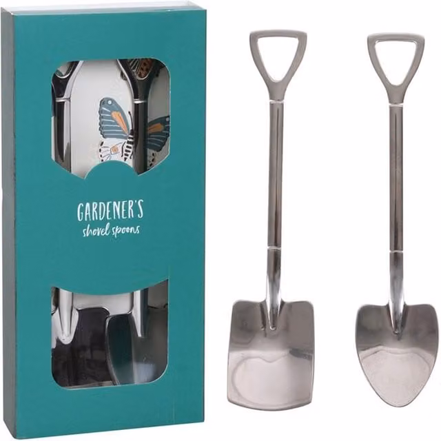 KDMK Set of 2 Polished Stainless Steel Shovel Spoons in Silver