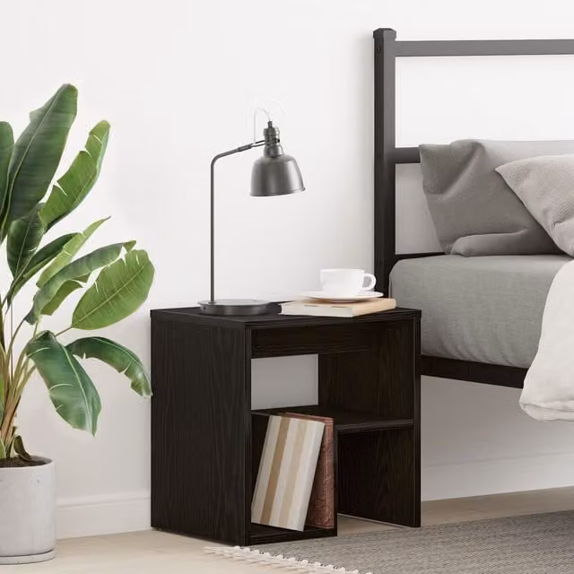 Berkfield Home Black Oak Nightstand, W/D/H: 40 x 30 x 40 cm