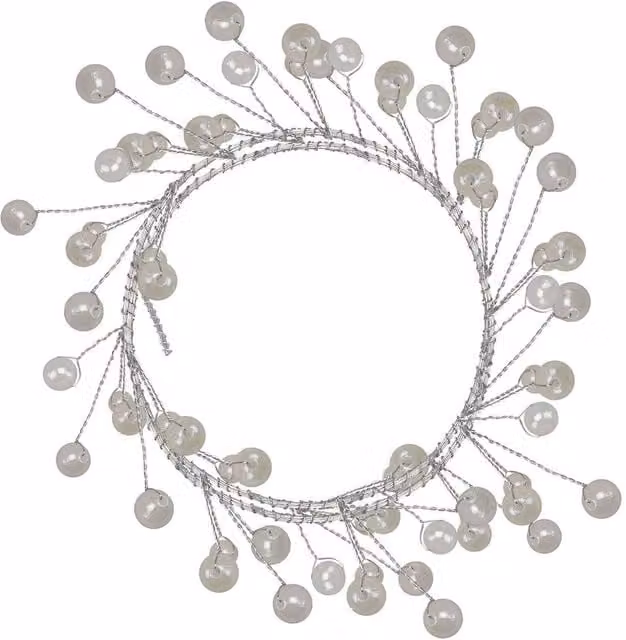VFM e-Store Christmas Pearl Garland Decoration in Beige and White, Length: 100 cm, Width: 3 cm