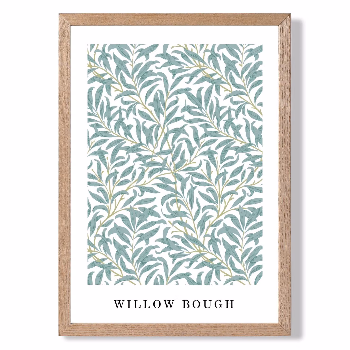 ARTZE Vintage William Morris Green and Yellow Willow Pattern Floral Botanical Art Print with Oak Wood Frame, A2 – 2