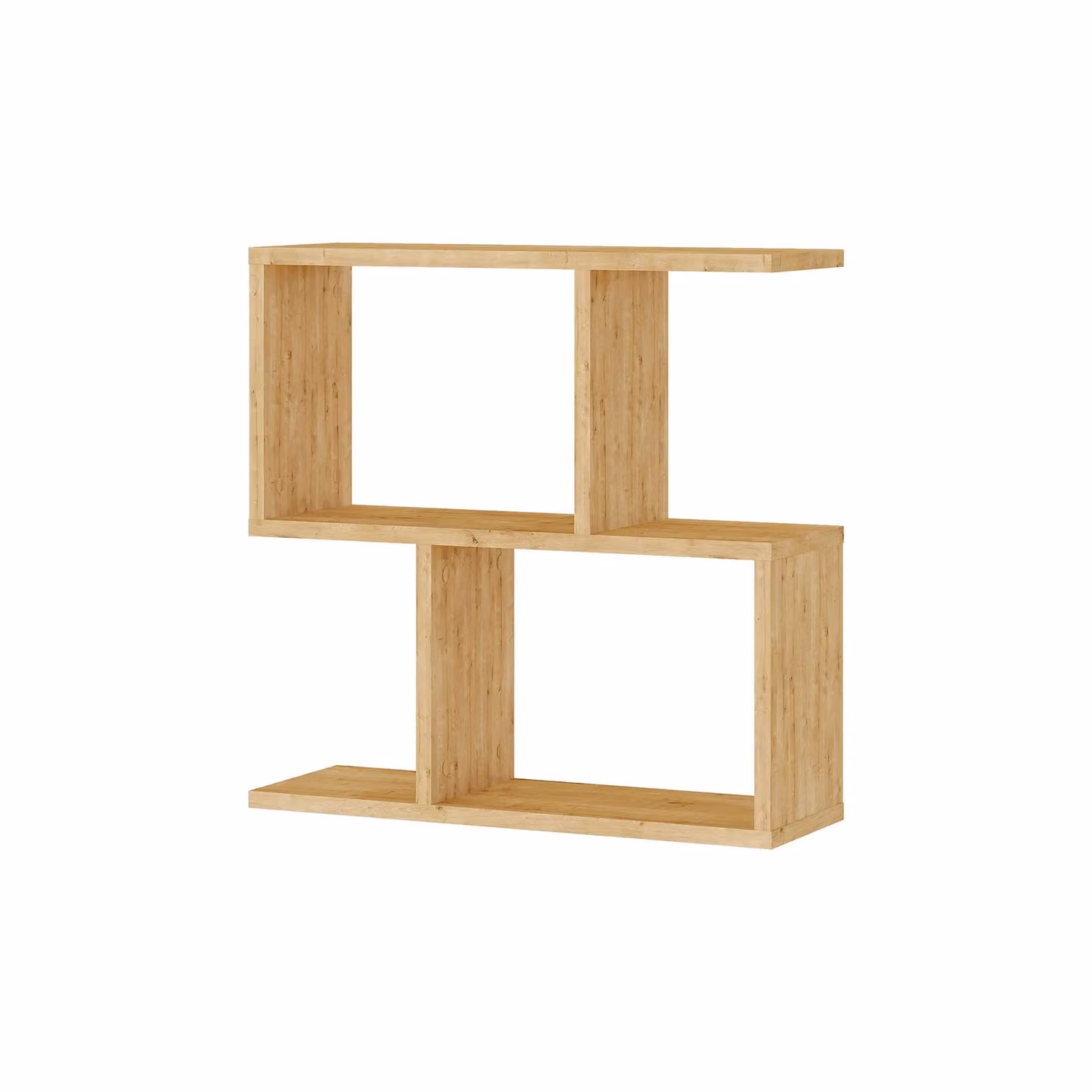 Decortie Homemania Modern 4-Compartment Side Table in Oak with Open Shelving – 3