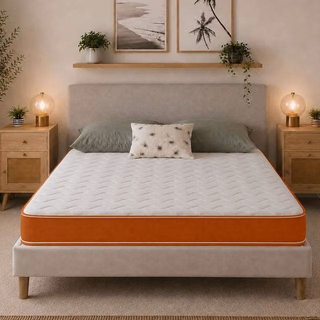 eXtreme Comfort Ltd 18cm Hybrid Memory Foam Spring Mattress with CoolTouch Cover in Orange, W/D/H: 140 x 200 x 18 cm