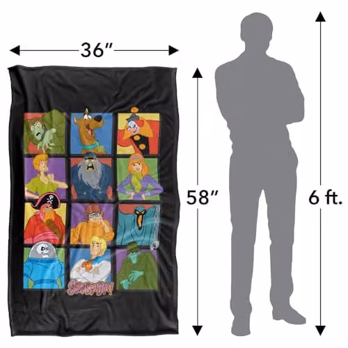 LOGOVISION Scooby Doo Character Squares Silky Touch Super Soft Fleece Throw Blanket, Multicolour – 4