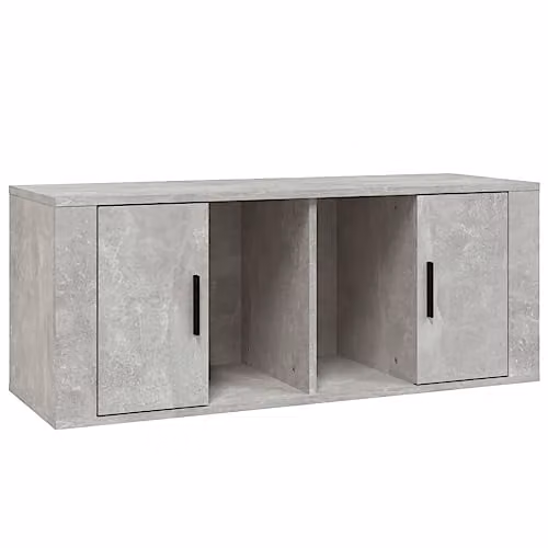 vidaXL Modern TV Cabinet in Concrete Grey, W/D/H: 100 x 35 x 40 cm, Engineered Wood