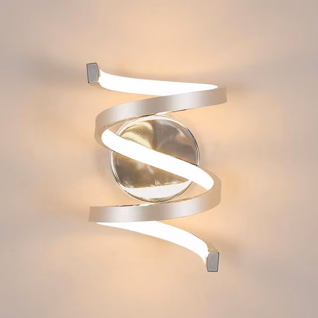 Goeco Spiral LED Wall Lamp, 20W Modern Chrome Silver Up and Down Accent Light with 3000K Warm White Glow