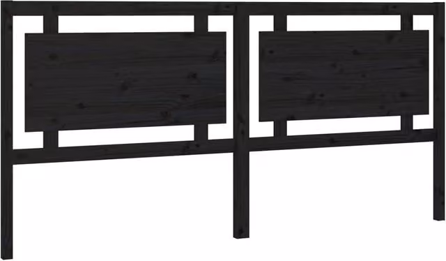 Berkfield Home Black Solid Pine Wood Bed Headboard, W: 205.5 cm, D: 4 cm, H: 100 cm