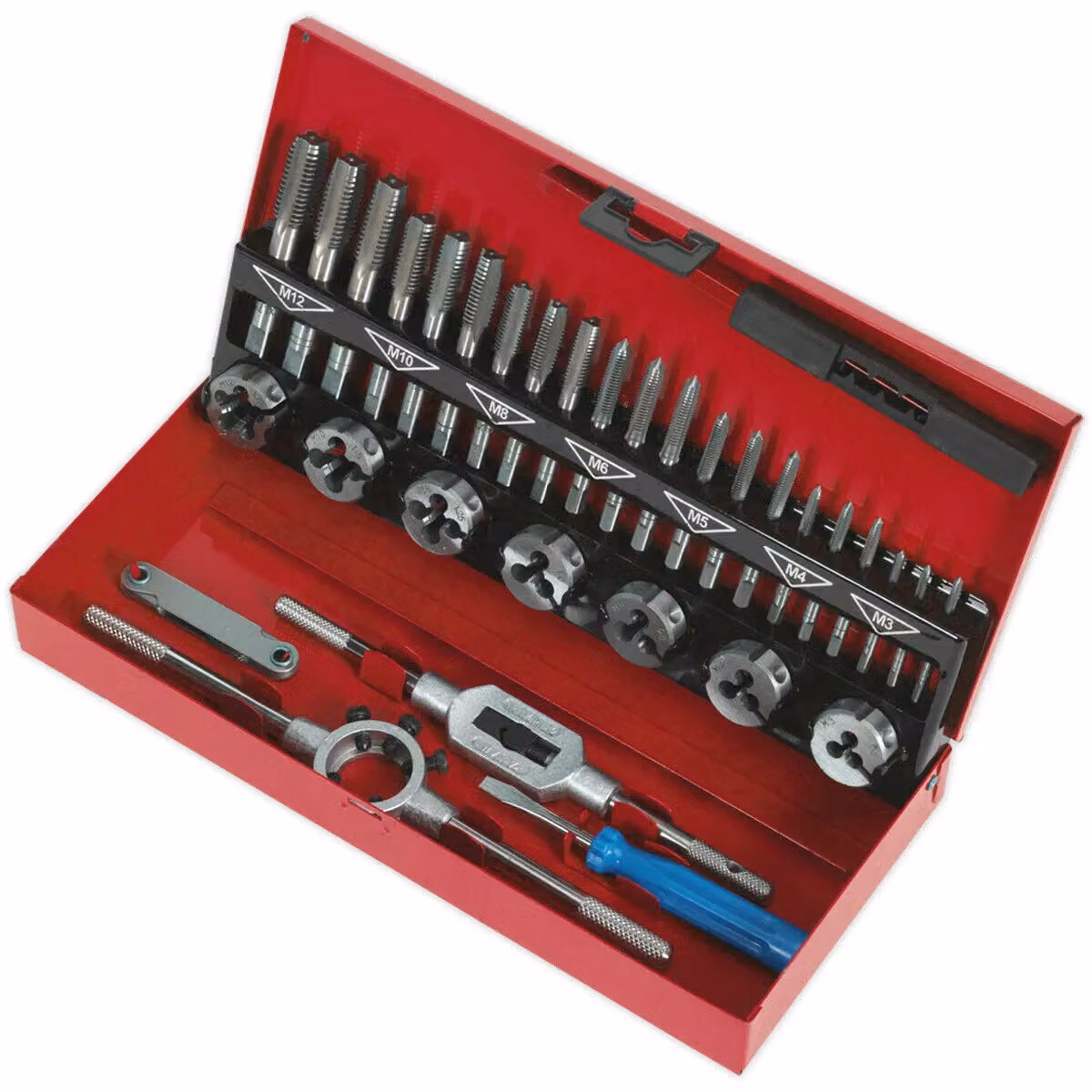 Loops 32pc Metric Tap and Split Die Set M3 to M12 Silver Steel Manual Bar and Socket Threading Tool – 3
